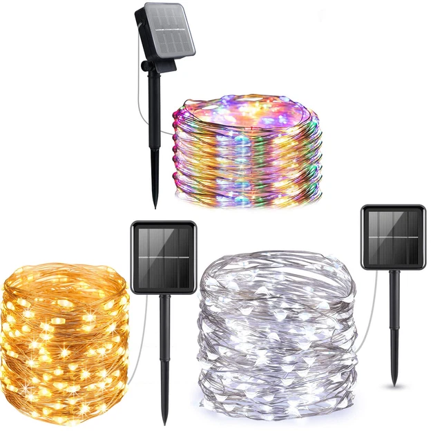 Outdoor Solar String Lights LED Waterproof Copper Wire Xmas Garden Party Decor