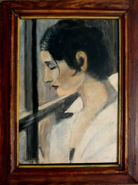 peinture création contemporaine "Femme à la fenêtre" acrylique sur toile 