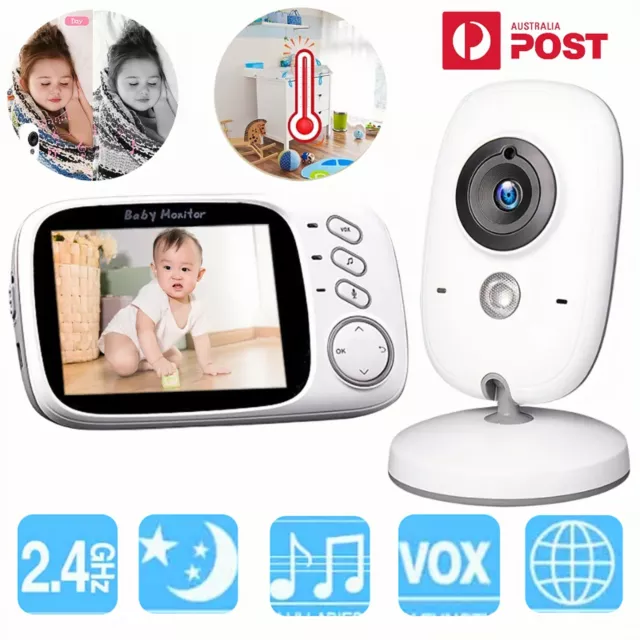 Video Baby Monitor Security Camera Wireless Night Vision HD Temperature Alarm AU