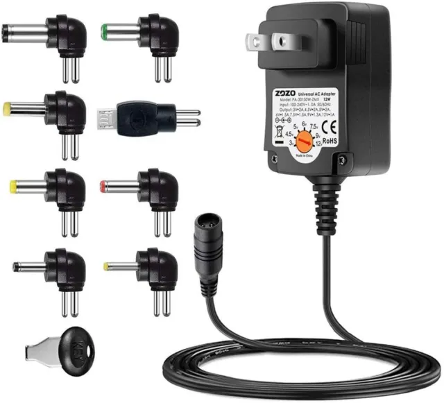 12W 3V-12V Power Supply Multi Voltage Adapter For Central Multimedia Universal