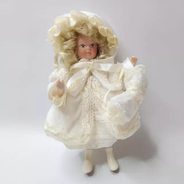 Vintage Kurt Adler Jocelyn Mostrom Victorian Porcelain Blonde Girl Doll Ornament