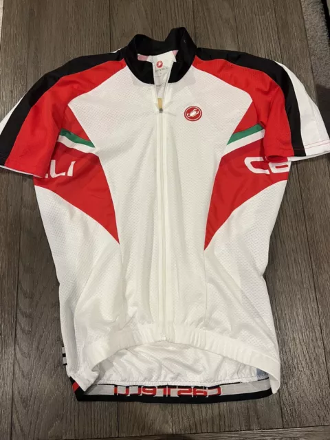 Mens Castelli white gray racing aero Cycling Jersey XL