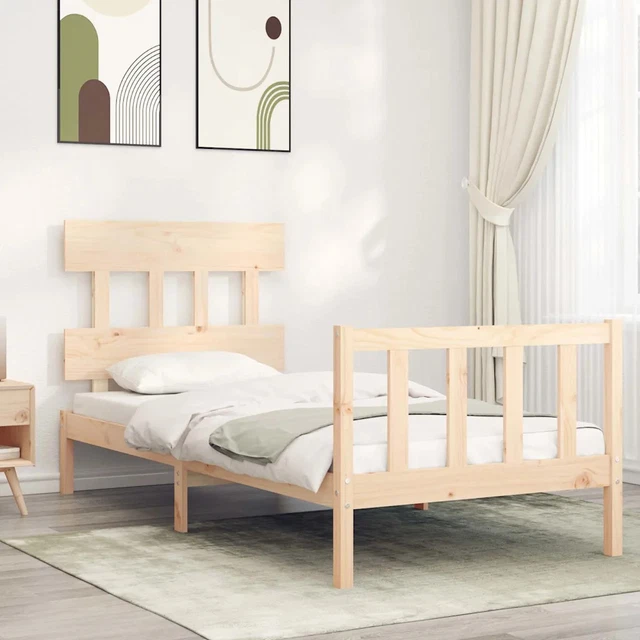 BED FRAME WITHOUT Mattress Single Solid Wood Pine vidaXL £100.63 ...