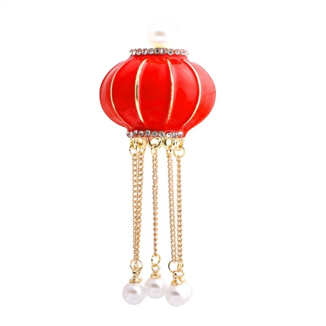 Brosche Mit Roter Laterne Vintage Broschen Perle Brustnadel Jahrgang Fräulein