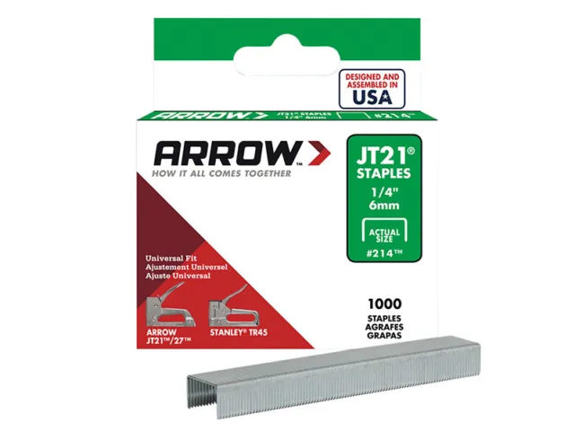 Arrow JT21 T27 Carrelli 6 mm (1/4 pollici) (scatola 1000) ARRJT2114S