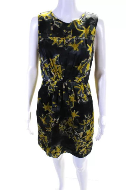 Milly Of New York Womens Silk Abstract Sleeveless Sheath Dress Yellow Size 4