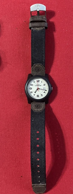 Montre Timex Expedition Femme - Cuir Marron, Cadran Floral, Date - Fonctionne Avec Pile Neuve