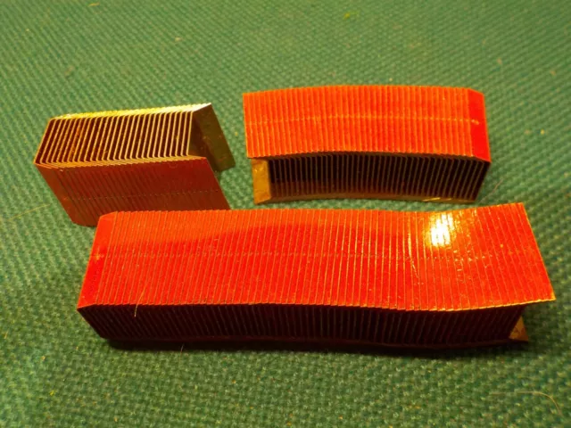 Nice Miniature 3 Pc Heavy Inked Metal Pieces Signode - Not Sure What These Are