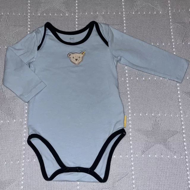 STEIFF ❤️ Baby Jungen ❤️ Langarmbody * Body ❤️ Blau * Teddykopf ❤️ Gr. 62