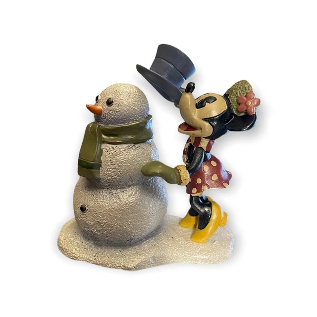 Disney Store Minnie Mouse & Snowman PVC Figure Cake Topper Christmas Winter