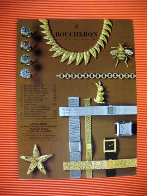 Publicite De Presse Boucheron Joaillier Montres Bijoux Place Vendome Ad 1965