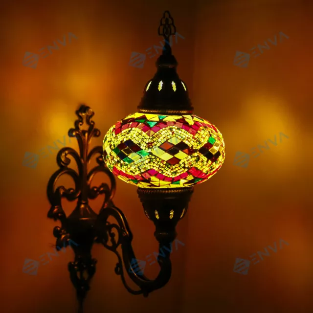 Lampe applique murale Turque en mosaïque Marocaine multicolore Tiffany grande