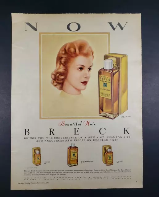 1957 Print Ad Breck Shampoo Sizes Prices Offer You Convenience & Economy