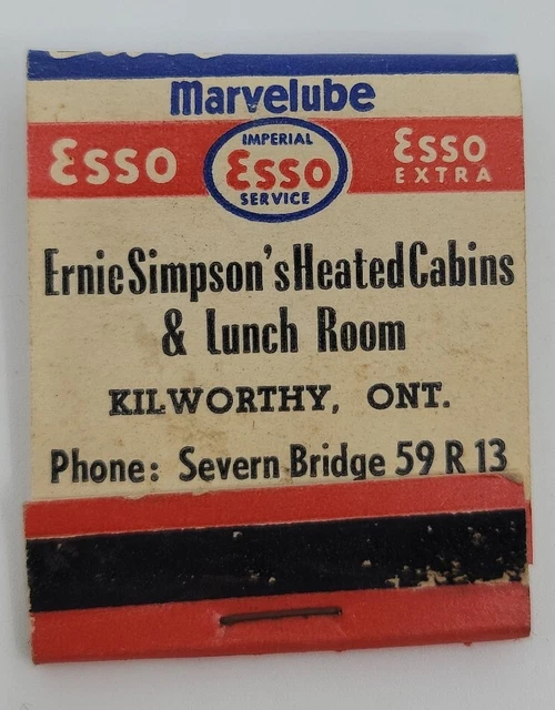 Vintage Esso Service Station Matchbook Kilworthy Ontario Canada Ernie Simpson's