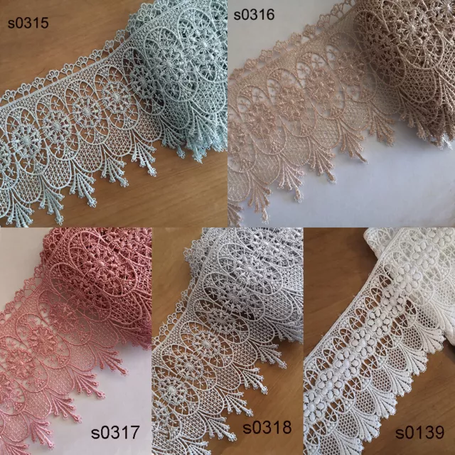 4-6 Yard 4.5"W Rayon Venise Floral Lace Mint Green,Beige,Peach,Silver Grey zhs41