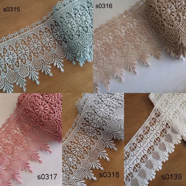 4.5" Wide Rayon Venise Floral Lace Mint Green ,Beige ,Peach, Silver Grey zhs41