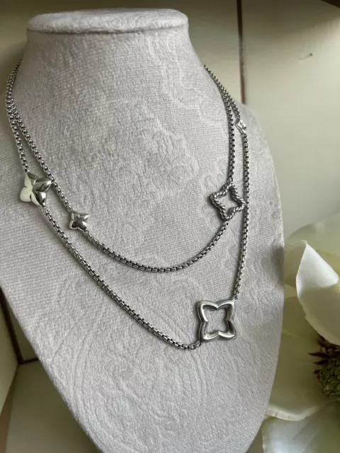 DAVID YURMAN STERLING Silver Quatrefoil Chain Necklace 36” Length $325. ...