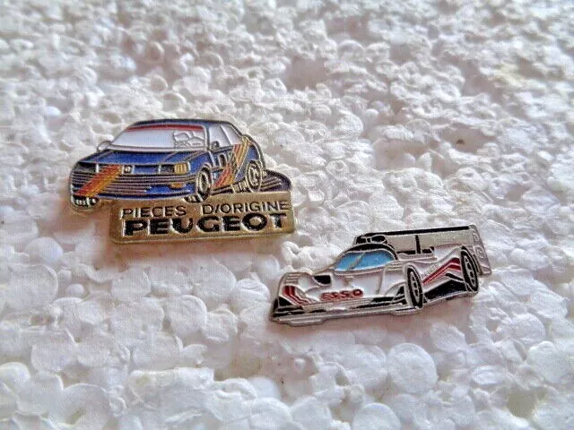 Job lot of 2 Peugeot Motorsport car shaped metal lapel pins