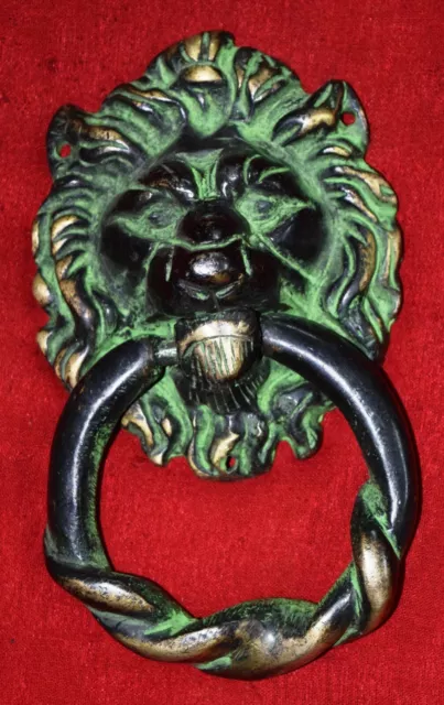 Male Lion Face Shape Door Knocker Antique Style Brass Gate door Bell Anneau WG23