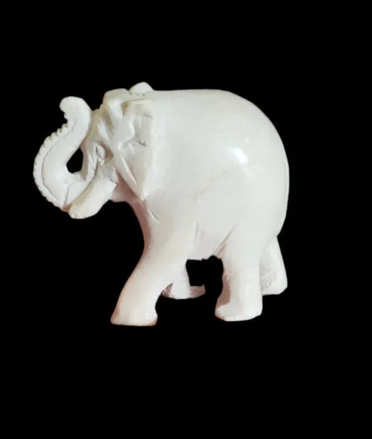 Vintage Hand Carved Bovine Bone Elephant Miniature