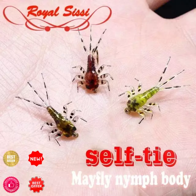 20PCS/PACK FLY TYING Mayfly Nymph Rubber Body Artificial Flies Fishing ...