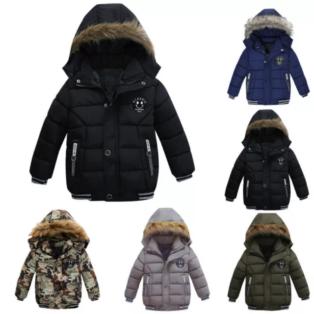 Toddler Kids Baby Boys Girls Winter Thick Warm Coat Hooded Padded Jacket Cloth