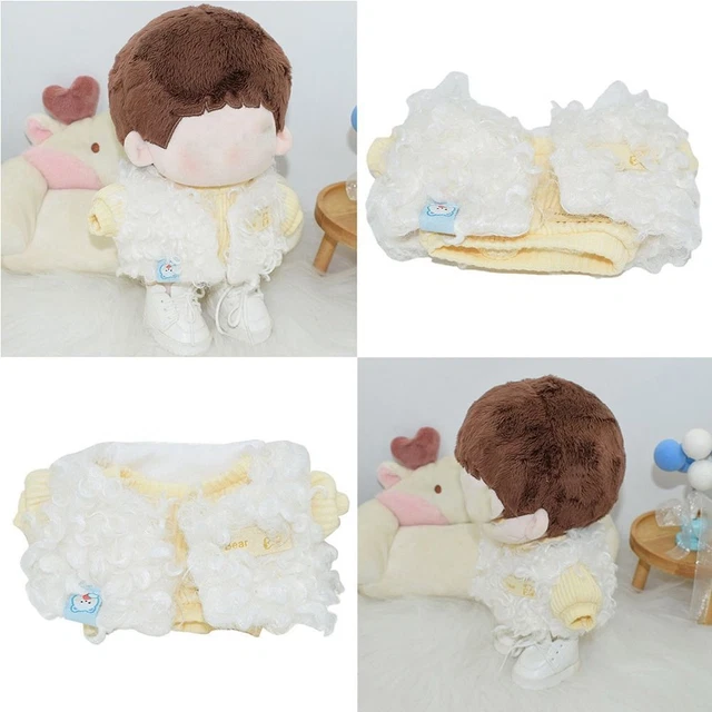 20cm Outfit di ricambio Gilet di peluche bianco Camicia gialla all'interno
