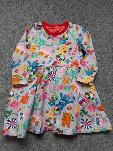 Oilily Girls, Multicoloured. Long Sleeve, Cat, Sweatshirt Dress   5 Yrs 110 Cm