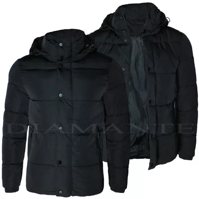 Giubbotto Uomo Invernale Imbottito Giacca Cappotto Piumino Casual Nero 878