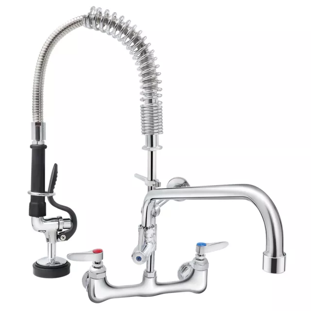 VEVOR Commercial Pre-Rinse Kitchen Sink Faucet w/ Sprayer Mixer Tap 21-47in
