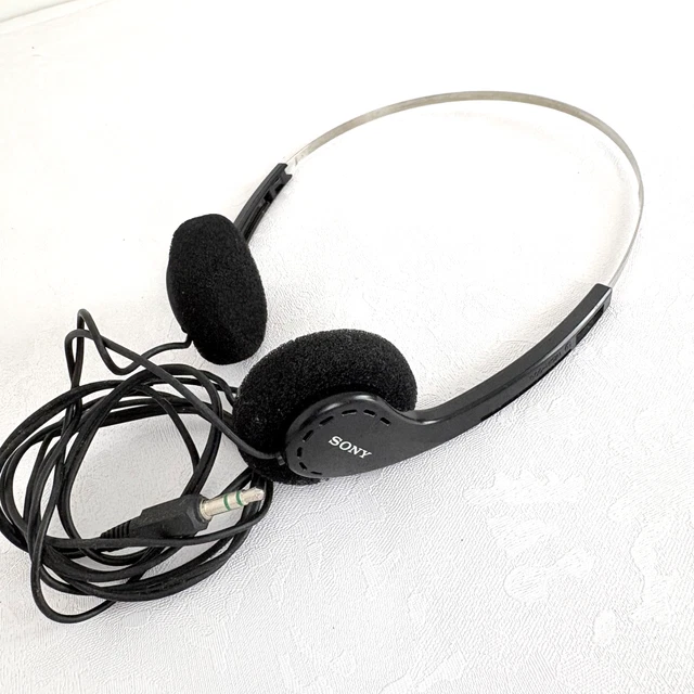 Headphones Walkman Sony Walkman Headphones Sony Mdr 005 VINTAGE SONY WALKMAN Headphones Black  Foam Adjustable Metal