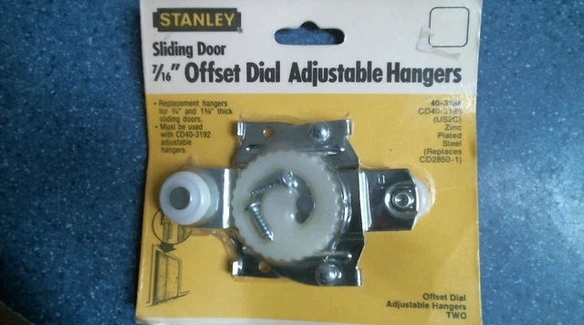 Stanley 40-3188, Sliding Door 7/16" Offset Dial Adjustable Hangers, 2 pk., FS