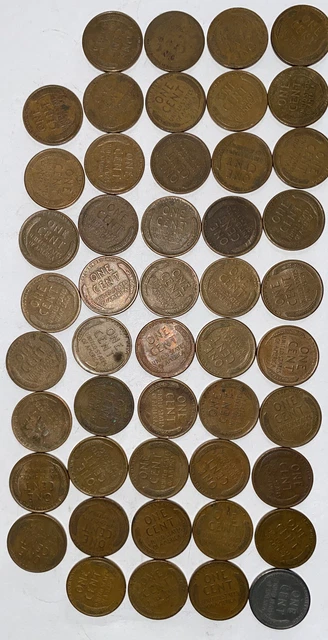 1 US Lincoln Wheat Cent Penny Roll 1926-S/1920-D (50 Coins) Old Vintage 10