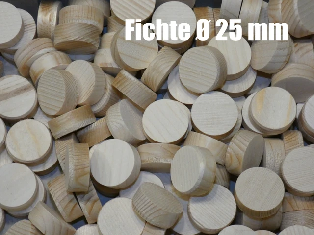 Querholzplättchen Fichte Facett Holzscheiben Ø 25 mm Konusplättchen