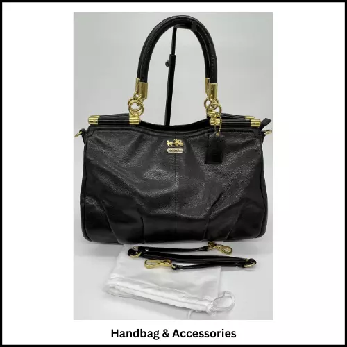 COACH F21227 Madison Leather Carrie Satchel Gold Hardware Removable Strap Black