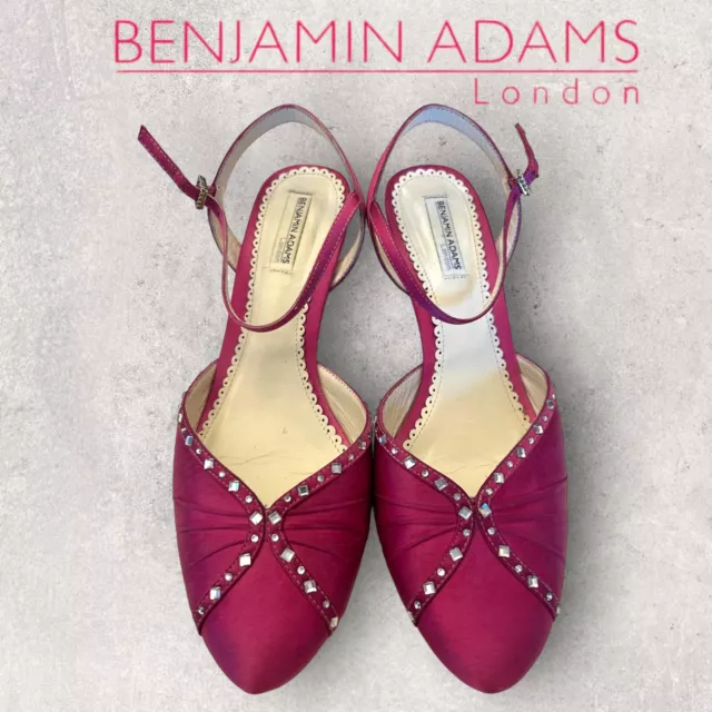 Benjamin Adams Womens Pink Silk Diamante Occasion Shoes EU 38 US 7.5 UK 5