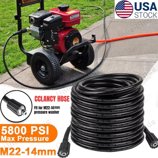 High Pressure Washer Hose 50ft 5800PSI M22-14mm Power Washer Extension Hose