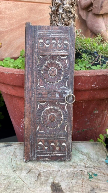 1800's Ancient Wooden Hand Carved Floral Window One Door Beautiful Wall Panel