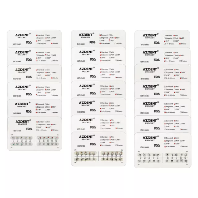 AZDENT Dental Orthodontic Metal Brackets Braces Mini Standard MBT Roth 022 018 2