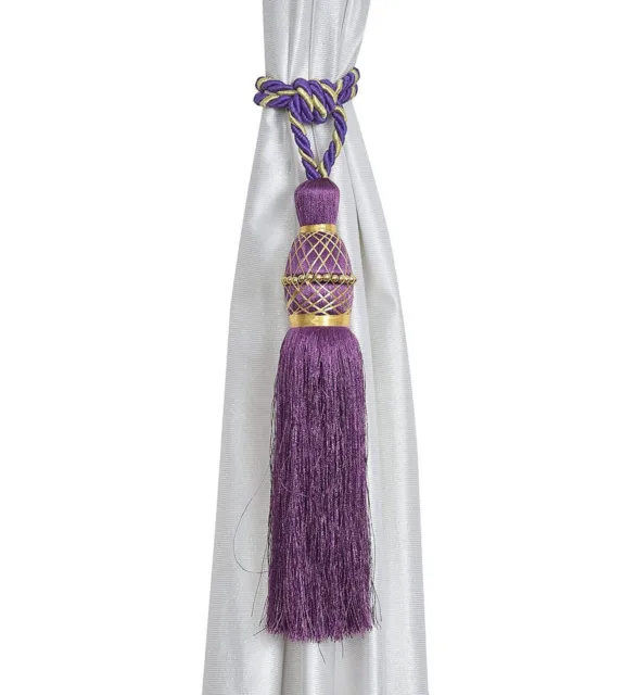 Beautiful Polyester Tassel Rope Curtain Tieback Purple Motijal set of 2 Pcs