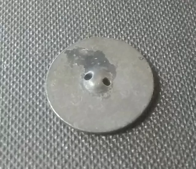 Antique Metal Button, 3/4" PEWTER 2 HOLES CENTER 3