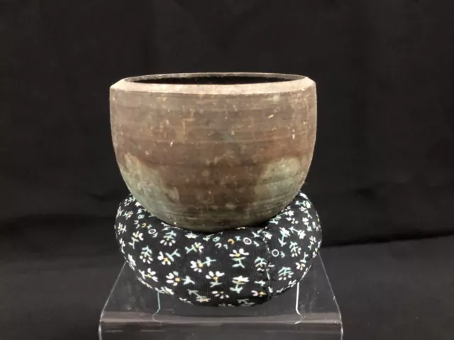 19C Antique Asian Vietnam Hue Bronze Temple Bell With Fabric Base