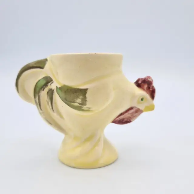 Keele St. Pottery & Co Ltd, hand painted cockerel egg cup in yellow, collectable