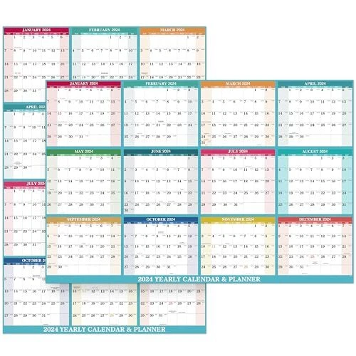 2024 YEARLY WALL Calendar Dry Erase Calendar, Erasable Wall Calendar