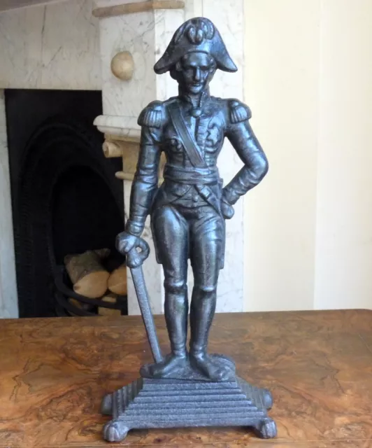 Cast iron French Soldier Doorstop Fireplace Antique Vintage