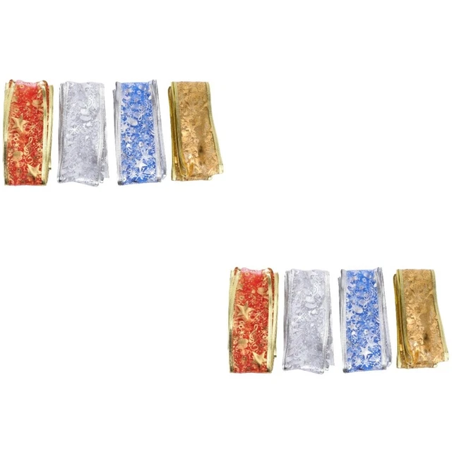 8 Rollen von 2 cm Weihnachten Satinband Bronzing Pentagramm Gedruckt Weihnachten