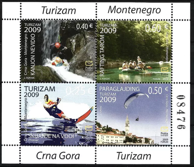 Montenegro - Trendsportarten Heftchenblatt postfrisch 2009 Mi. 210-213