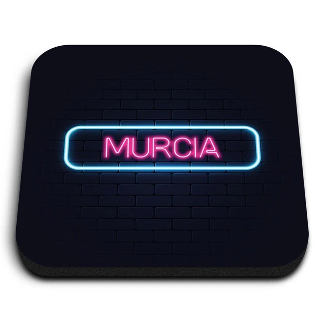 1x Square Fridge MDF Magnet Neon Sign Design Murcia City Spain #350057