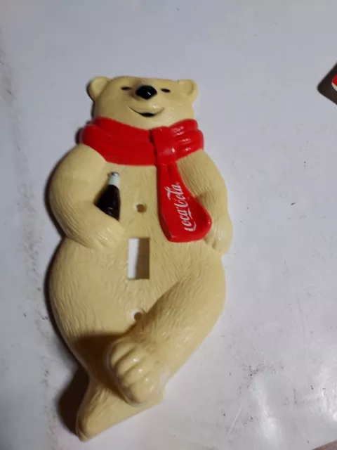 1996 Coca Cola Vintage Polar Bear Shaped Light Switch Cover Plate As Is,yellow.