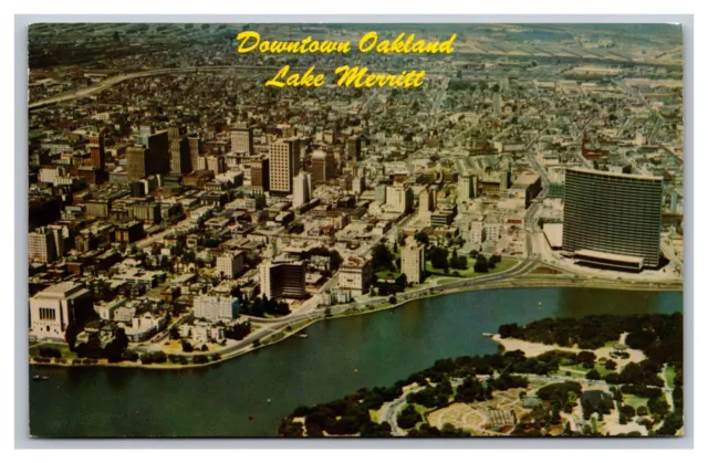 Oakland, CA California, Aerial View & Lake Merritt, Vintage Postcard Posted 1961